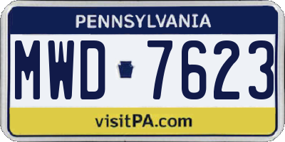 PA license plate MWD7623