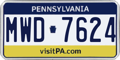PA license plate MWD7624