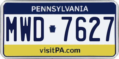 PA license plate MWD7627