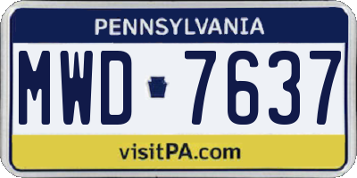 PA license plate MWD7637