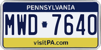 PA license plate MWD7640