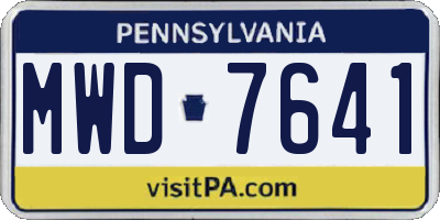 PA license plate MWD7641