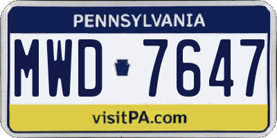PA license plate MWD7647