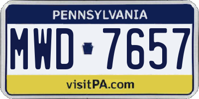 PA license plate MWD7657