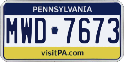 PA license plate MWD7673