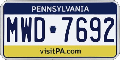 PA license plate MWD7692
