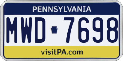 PA license plate MWD7698