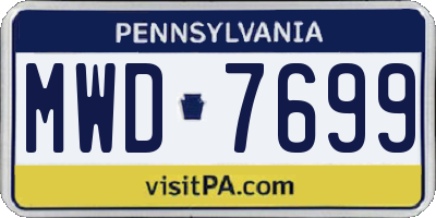 PA license plate MWD7699