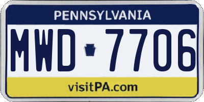 PA license plate MWD7706