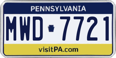 PA license plate MWD7721
