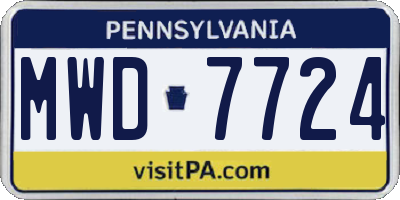 PA license plate MWD7724
