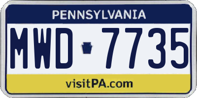 PA license plate MWD7735