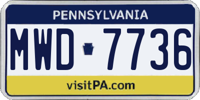 PA license plate MWD7736
