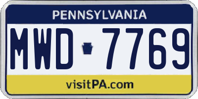 PA license plate MWD7769