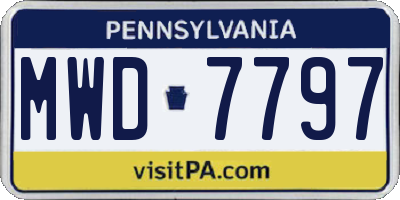 PA license plate MWD7797
