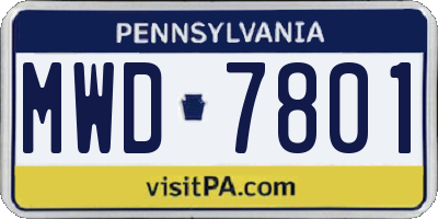 PA license plate MWD7801
