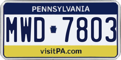 PA license plate MWD7803