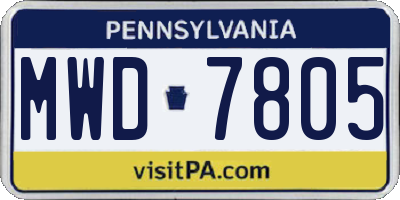 PA license plate MWD7805