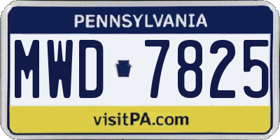 PA license plate MWD7825