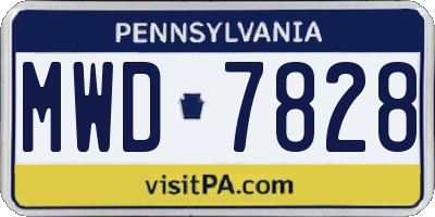 PA license plate MWD7828