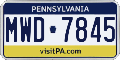 PA license plate MWD7845