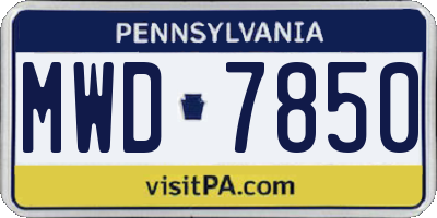 PA license plate MWD7850