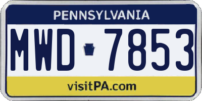 PA license plate MWD7853