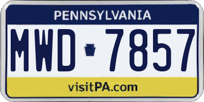 PA license plate MWD7857