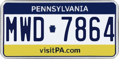 PA license plate MWD7864