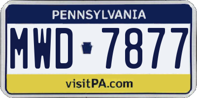 PA license plate MWD7877