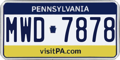 PA license plate MWD7878