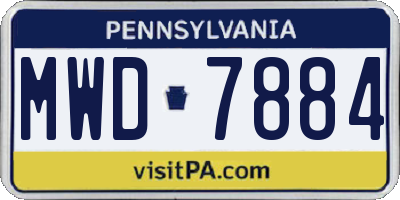 PA license plate MWD7884