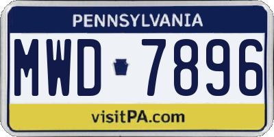 PA license plate MWD7896