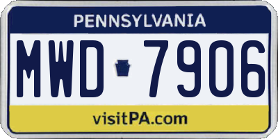 PA license plate MWD7906
