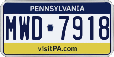 PA license plate MWD7918