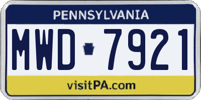 PA license plate MWD7921