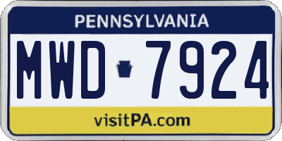 PA license plate MWD7924