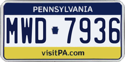 PA license plate MWD7936