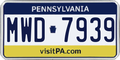 PA license plate MWD7939
