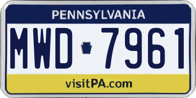 PA license plate MWD7961