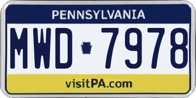 PA license plate MWD7978