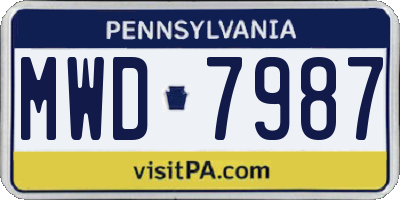 PA license plate MWD7987