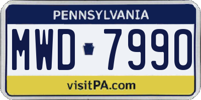 PA license plate MWD7990