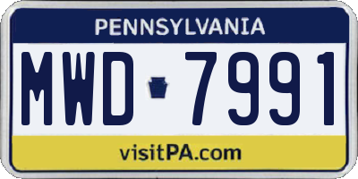 PA license plate MWD7991