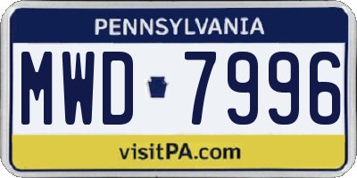 PA license plate MWD7996