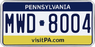 PA license plate MWD8004