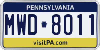 PA license plate MWD8011