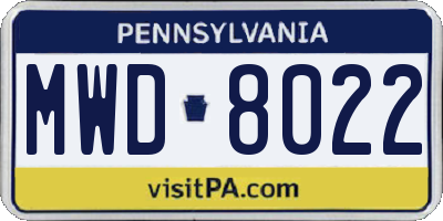 PA license plate MWD8022