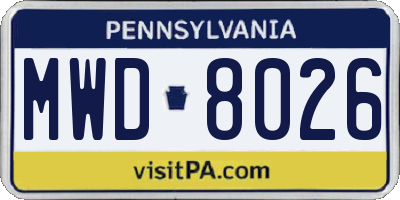 PA license plate MWD8026
