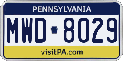 PA license plate MWD8029